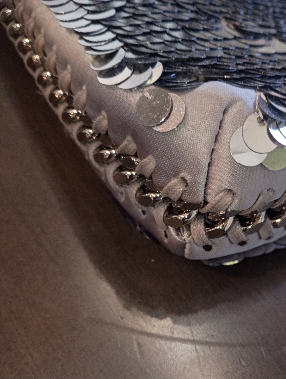 Stella McCartney Falabella Sequin Silver Metallic & Satin Shoulder Bag New - Picture 10 of 14